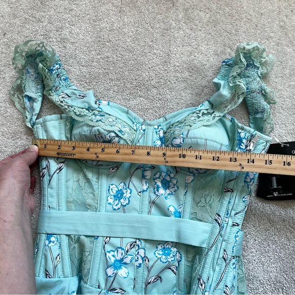 CORSET STORY NWT Tropical Mesh Panel Corset Dress Romantic Feminine Victorian - Picture 12 of 16